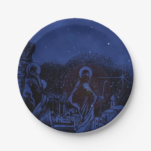 Starry Night Nativity Paper Plates (Front)