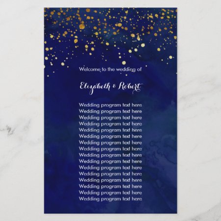 Starry Night Navy And Faux Gold Glitter