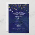Starry Night Navy And Faux Gold Glitter Invitation at Zazzle