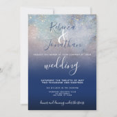 Starry Night Navy and Gold Wedding Invitation (Front)