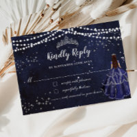 Starry Night Navy Blue Dress Silver Quinceañera
