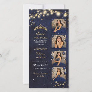 Starry Night Navy Blue Quinceañera Photo Booth Save The Date
