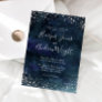 Starry Night Navy Blue Silver Glitter Wedding Invitation