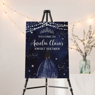 Starry Night Navy Blue Silver Sweet 16 Brown Girl Foam Board
