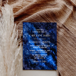 Starry Night Navy Blue Watercolor Wedding Invitati Invitation