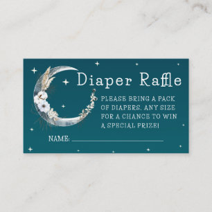 Starry Night Navy Boho Pampas Grass Diaper Raffle Enclosure Card