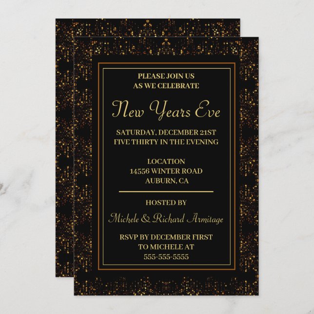 Starry Night New Years Invitation (Front/Back)
