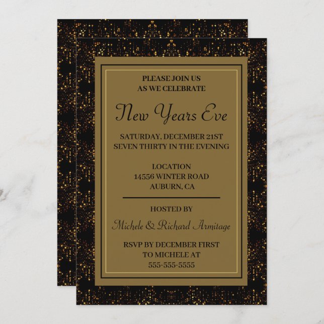 Starry Night New Years Invitation (Front/Back)