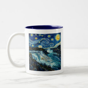 Starry Night Niagara Falls Two-Tone Coffee Mug