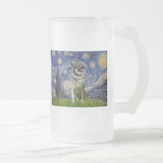 Starry Night - Norwegian Elkhound Frosted Glass Beer Mug