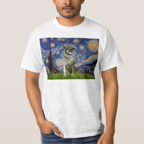 Starry Night _ Norwegian Elkhound T_Shirt