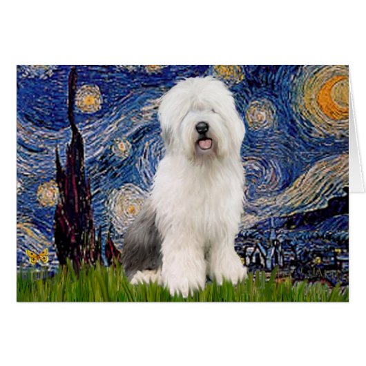 Starry Night - Old English #3 Cards (Front Horizontal)