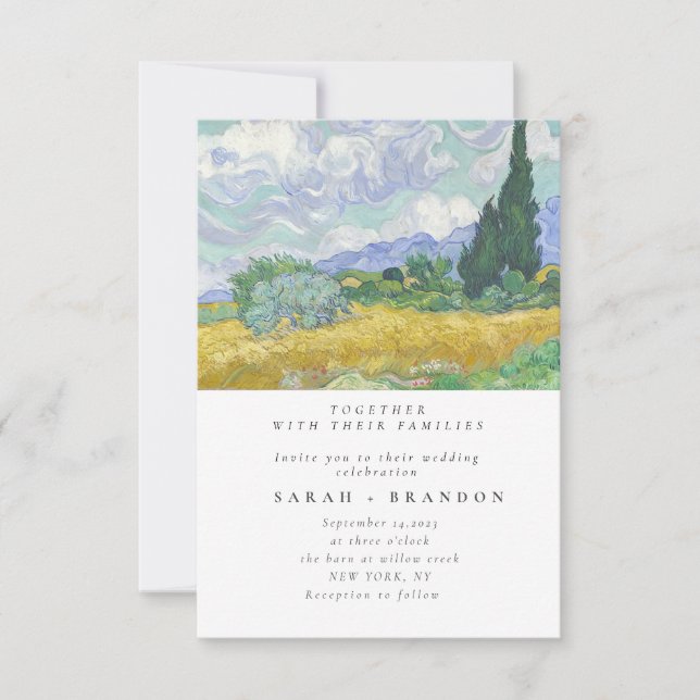 Starry Night Old painting wedding invitation (Front)
