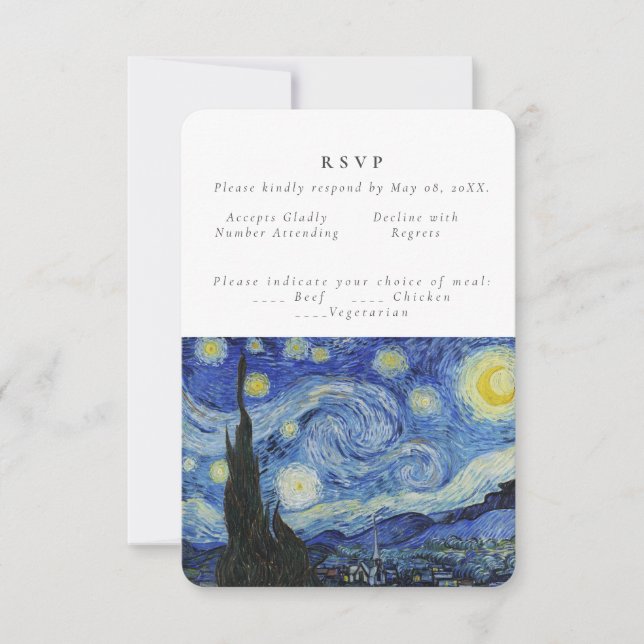 Starry Night Old painting wedding RSVP Invitation (Front)