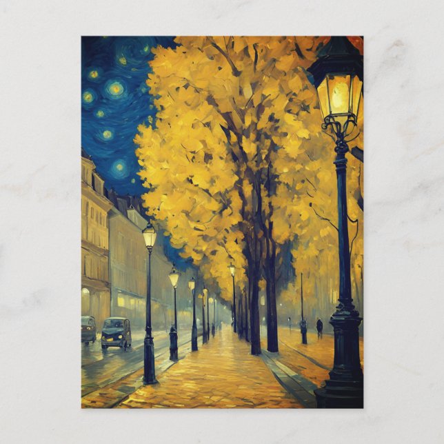 Starry Night on Andrássy Avenue, Budapest Postcard (Front)