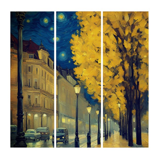 Starry Night on Andrássy Avenue, Budapest Triptych (Front)