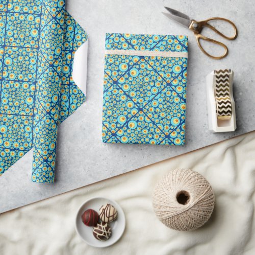 Starry Night On Sea Doodle Diamond Tile Wrapping Paper