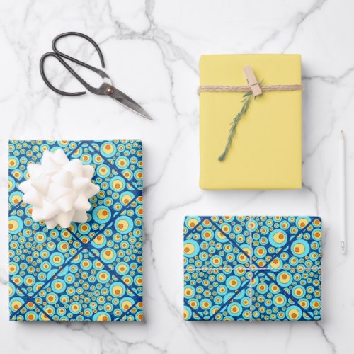 Starry Night On Sea Doodle Diamond Tile Wrapping Paper Sheets