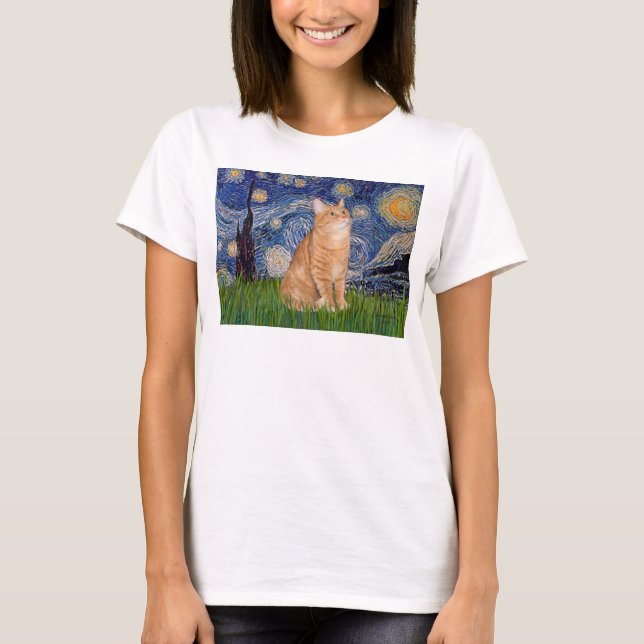 Starry Night - Orange Tabby 46 T-Shirt (Front)