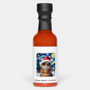 Starry Night Orange Tabby Cat Christmas Hot Sauces