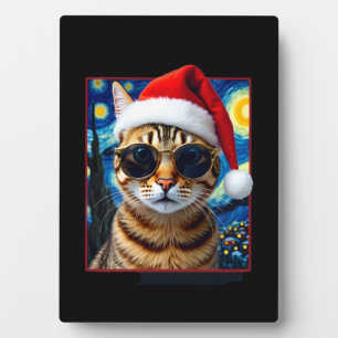 Starry Night Orange Tabby Cat Christmas Plaque