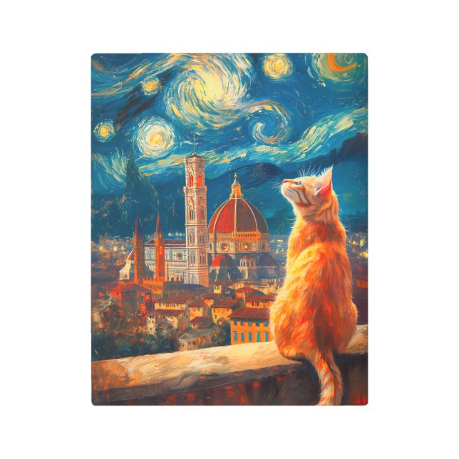 Starry Night Over Florence | Ginger Cat Art (Front)