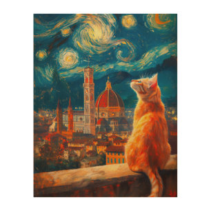 Starry Night Over Florence Ginger Cat Art