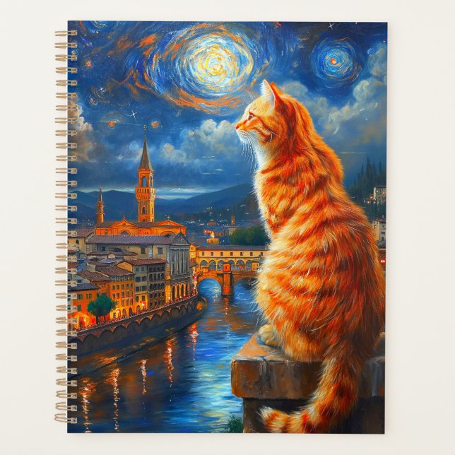 Starry Night Over Florence | Ginger Cat Art Planner (Front)