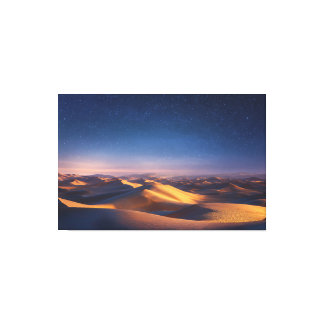 Starry Night Over Golden Desert Dunes Landscape Canvas Print