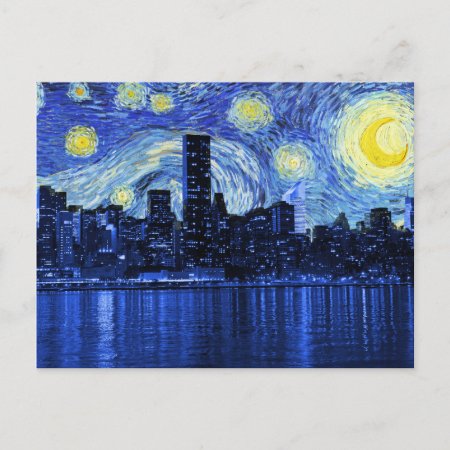 Starry Night Over New York City Postcard