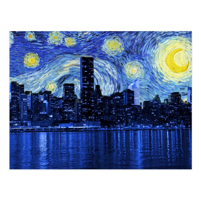 Starry Night Over New York City Postcard | Zazzle.com