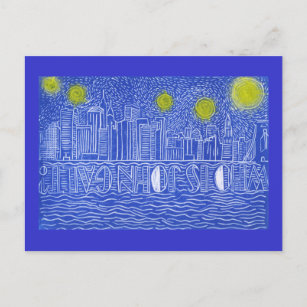 Starry Night Over New York...Who Is John Galt? Postcard