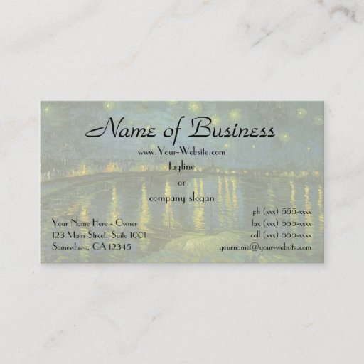 Customizable Starry Night Over Rhone by Vincent van Gogh Business Card Template