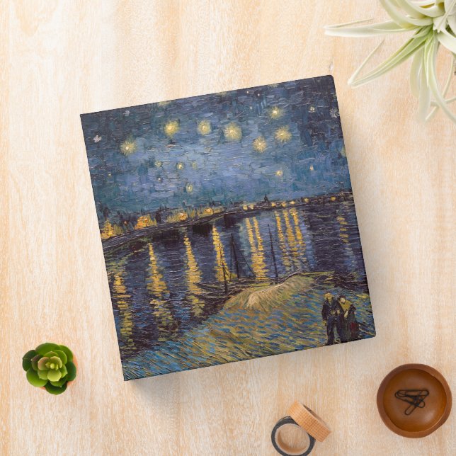 Starry Night Over Rhone River by Vincent Van Gogh 3 Ring Binder (In Situ)