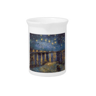 Starry Night Over Rhone River by Vincent Van Gogh Beverage Pitcher