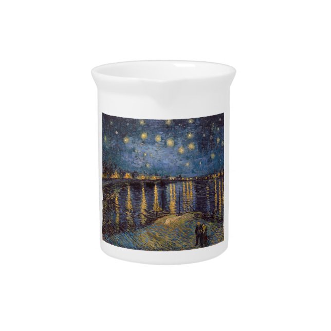 Starry Night Over Rhone River by Vincent Van Gogh Beverage Pitcher (Front)