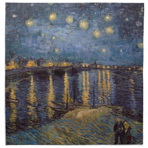 Starry Night Over Rhone River by Vincent Van Gogh Cloth Napkin