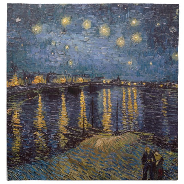 Starry Night Over Rhone River by Vincent Van Gogh Cloth Napkin (Front)