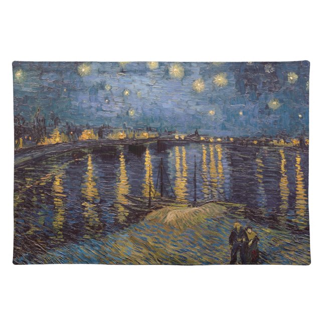 Starry Night Over Rhone River by Vincent Van Gogh Cloth Placemat (Front)
