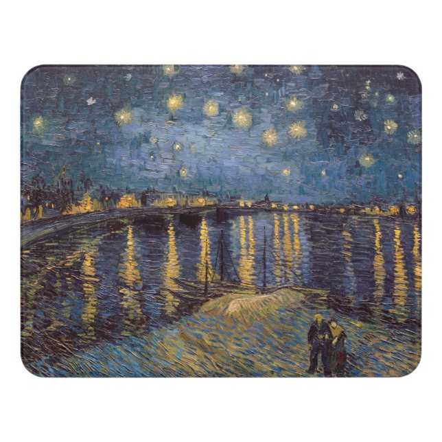Starry Night Over Rhone River by Vincent Van Gogh Door Sign (Contemporary Front)