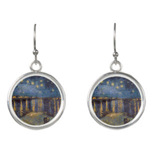 Starry Night Over Rhone River by Vincent Van Gogh Earrings