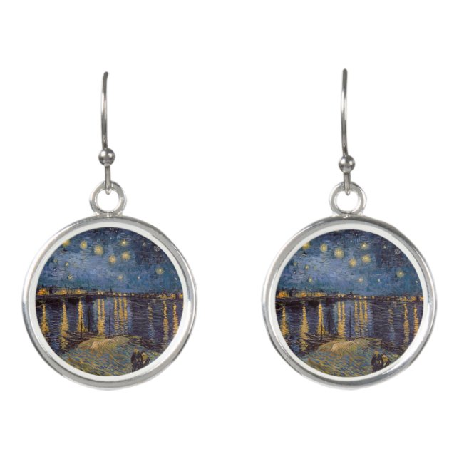 Starry Night Over Rhone River by Vincent Van Gogh Earrings (Front)