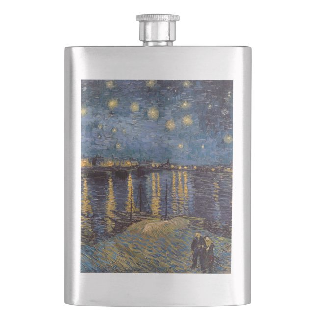 Starry Night Over Rhone River by Vincent Van Gogh Flask (Front)
