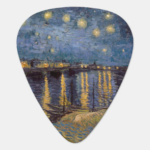 Starry Night Over Rhone River by Vincent Van Gogh Guitar Pick