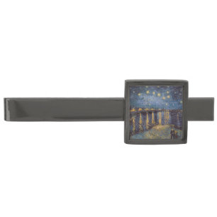 Starry Night Over Rhone River by Vincent Van Gogh Gunmetal Finish Tie Bar