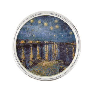 Starry Night Over Rhone River by Vincent Van Gogh Lapel Pin