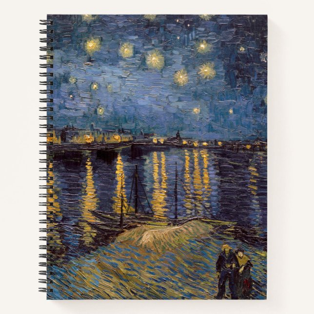 Starry Night Over Rhone River by Vincent Van Gogh Notebook (Front)