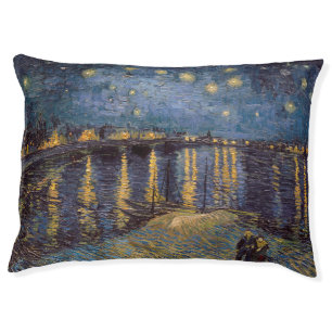 Starry Night Over Rhone River by Vincent Van Gogh Pet Bed