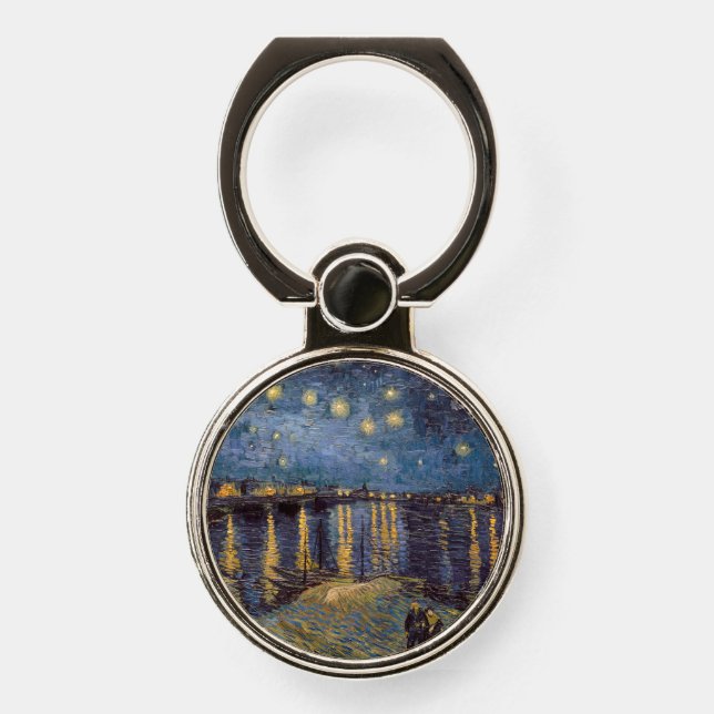 Starry Night Over Rhone River by Vincent Van Gogh Phone Ring Stand (Front)