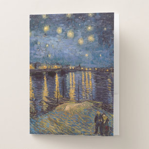 Starry Night Over Rhone River by Vincent Van Gogh Pocket Folder